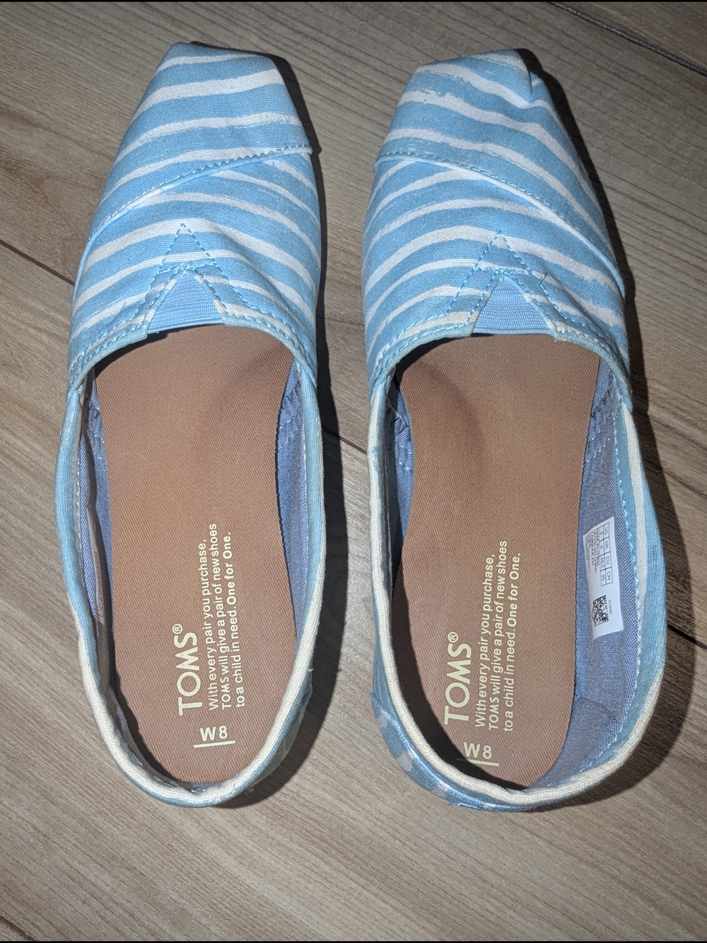 TOMS Women's Slip-On Alpargata in Light Blue Stripe